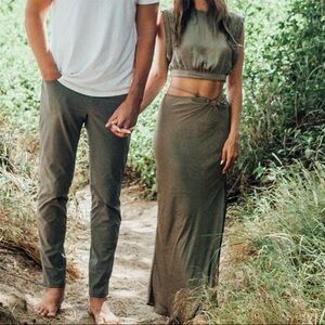 Stylish Olive Green Two-Piece Set